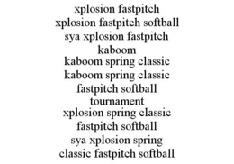 XPLOSION FASTPITCH XPLOSION FASTPITCH SOFTBALL SYA XPLOSION FASTPITCH KABOOM KABOOM SPRING CLASSIC KABOOM SPRING CLASSIC FASTPITCH SOFTBALL TOURNAMENT XPLOSION SPRING CLASSIC FASTPITCH SOFTBALL SYA XPLOSION SPRING CLASSIC FASTPITCH SOFTBALL trademark