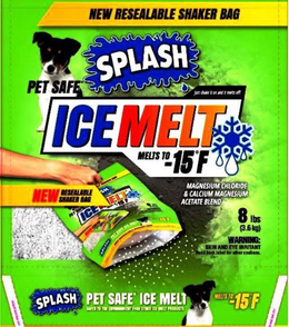 NEW RESEALABLE SHAKER BAG SPLASH PET SAFE JUST SHAKE IT ON AND IT MELTS OFF! ICE MELT NEW REASEALABLE SHAKER BAG SPLASH PET SAFE ICE MELT trademark