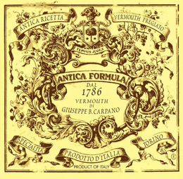 ANTICA FORMULA DAL 1786 VERMOUTH DI GIUSEPPE B. CARPANO ANTICA RICETTA VERMOUTH PREGIATO TEMPUS JUDEX SPECIALITA PRODOTTO D'ITALIA TORINO PRODUCT OF ITALY trademark