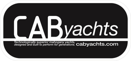 CAB YACHTS TECHNOLOGICALLY SUPERIOR MAHOGANY YACHTS, DESIGNED AND BUILT TO PERFORM FOR GENERATIONS. CABYACHTS.COM trademark