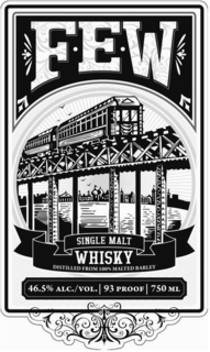 FEW SINGLE MALT WHISKY DISTILLED FROM 100% MALTED BARLEY 46.5% ALC./VOL. 93 PROOF 750 ML trademark