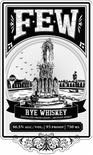 F·E·W RYE WHISKEY DISTILLED FROM GRAIN · ARTISAN SPIRIT 46.5% ALC./VOL. 93 PROOF 750 ML trademark