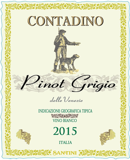 CONTADINO PINOT GRIGIO DELLE VENEZIE INDICAZIONE GEOGRAFICA TIPICA VINO BIANCO 2015 ITALIA SANTINI trademark