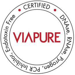 VIAPURE CERTIFIED DNASE, RNASE, PYROGEN, PCR INHIBITOR, ENDOTOXIN FREE trademark