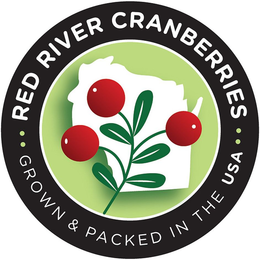 RED RIVER CRANBERRIES... GROWN & PACKEDIN THE USA... trademark