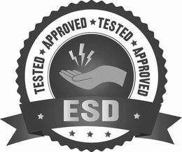 TESTED APPROVED TESTED APPROVED ESD trademark