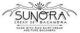 SUNORA CREAM DE BACANORA MADE WITH RICHDAIRY CREAM AND PURE BACANORA trademark