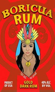 BORICUA RUM 750 ML 80 PROOF PRODUCT OF USA DARK GOLD RUM 40% ALC BY VOL trademark