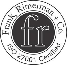 FR FRANK, RIMERMAN + CO. ISO 27001 CERTIFIED trademark
