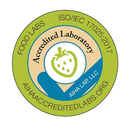 FOOD LABS ISO/IEC 17025:2017 AIHAACCREDITEDLABS.ORG ACCREDITED LABORATORY AIHA LAP, LLC trademark