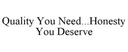 QUALITY YOU NEED...HONESTY YOU DESERVE trademark