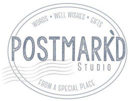 POSTMARK'D STUDIO WORDS · WELL WISHES ·GIFTS FROM A SPECIAL PLACE trademark
