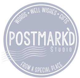 POSTMARK'D STUDIO WORDS · WELL WISHES ·GIFTS FROM A SPECIAL PLACE trademark