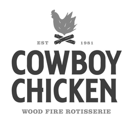 COWBOY CHICKEN WOOD FIRE ROTISSERIE, EST 1981 trademark