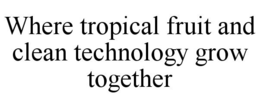 WHERE TROPICAL FRUIT AND CLEAN TECHNOLOGY GROW TOGETHER trademark