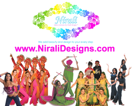 NIRALI DANCE COSTUMES BY NIRALI DESIGNS. WE ADD BEAUTY AND DESIGN TO YOUR EVERY STEP WWW.NIRALIDESIGNS.COM trademark
