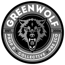 GREENWOLF EST. 2006 PROP D · COLLECTIVE· PRE ICO trademark