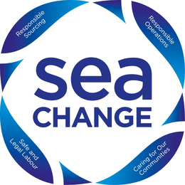 SEA CHANGE RESPONSIBLE SOURCING RESPONSIBLE OPERATIONS SAFE AND LEGAL LABOUR CARING FOR OUR COMMUNITIES trademark