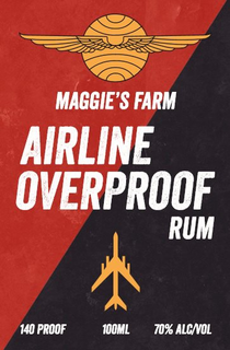 MAGGIE'S FARM AIRLINE OVERPROOF RUM 140 PROOF 100ML 70% ALC/VOL trademark