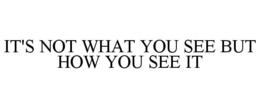 IT'S NOT WHAT YOU SEE BUT HOW YOU SEE IT trademark