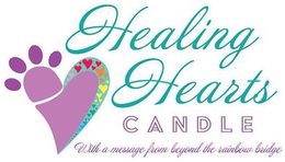 HEALING HEARTS CANDLE WITH A MESSAGE FROM BEYOND THE RAINBOW BRIDGE trademark
