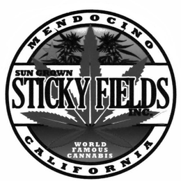 STICKY FIELDS INC. SUN GROWN WORLD FAMOUS CANNABIS MENDOCINO CALIFORNIA trademark