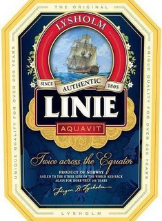 LYSHOLM LINIE AQUAVIT TWICE ACROSS THE EQUATOR THE ORIGINAL UNIQUE QUALITY FOR OVER 200 YEARS LYSHOLM PRODUCT OF NORWAY SAILED TO THE OTHER SIDE OF THE WORLD AND BACK AGAIN FOR MORE THAN 200 YEARS trademark