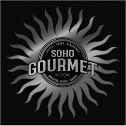 SOHO GOURMET APPETIZERS · ENTREES · DESSERTS SAUCES · SOUPS · SEASONINGS EST. 2017 trademark