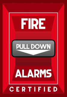 FIRE ALARMS CERTIFIED PULL DOWN trademark