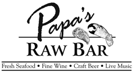 PAPA'S RAW BAR FRESH SEAFOOD · FINE · WINE · CRAFT BEER · LIVE MUSIC trademark