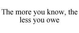 THE MORE YOU KNOW, THE LESS YOU OWE trademark