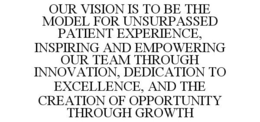 OUR VISION IS TO BE THE MODEL FOR UNSURPASSED PATIENT EXPERIENCE, INSPIRING AND EMPOWERING OUR TEAM THROUGH INNOVATION, DEDICATION TO EXCELLENCE, AND THE CREATION OF OPPORTUNITY THROUGH GROWTH trademark