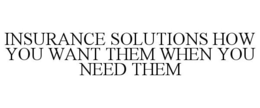 INSURANCE SOLUTIONS HOW YOU WANT THEM WHEN YOU NEED THEM trademark