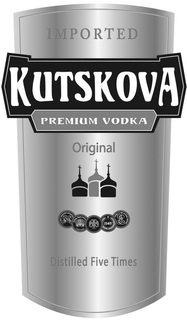 IMPORTED KUTSKOVA PREMIUM VODKA ORIGINAL DISTILLED FIVE TIMES 1145 trademark