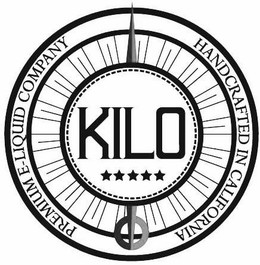 KILO PREMIUM E-LIQUID COMPANY HANDCRAFTED IN CALIFORNIA trademark