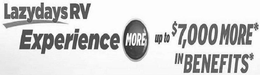 LAZYDAYS RV EXPERIENCE MORE UP TO $7,000 MORE* IN BENEFITS* trademark