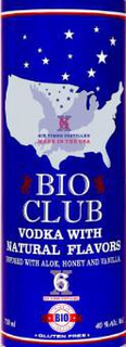 X6 SIX TIMES DISTILLED MADE IN THE USA BIO CLUB VODKA WITH NATURAL FLAVORS INFUSED WITH ALOE, HONEY AND VANILLA X6 SIX TIMES DISTILLED BIO MADE IN THE USA GLUTEN FREE 750 ML 40% ALC. VOL. trademark