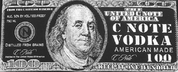 100 FROM THE C NOTE 100 RESERVE ALC. 50% BY VOL./100 PROOF 750 ML RESERVE DISTILLED FROM GRAINS CNOTE N DISTILLED IN THE UNITED STATES OF AMERICA THE UNITED CNOTE OF AMERICA C NOTE VODKA AMERICAN MADE 100 PROOF KEEP IT ONE HUNDRED trademark