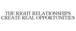 THE RIGHT RELATIONSHIPS CREATE REAL OPPORTUNITIES trademark