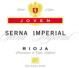PRODUCT SI OF SPAIN JOVEN SERNA IMPERIAL SERNA IMPERIAL RIOJA DENOMINACION DE ORIGEN CALIFICADA RIOJA RED RIOJA WINE trademark