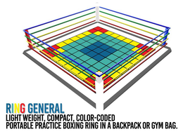 RING GENERAL LIGHT WEIGHT, COMPACT, COLOR-CODED PORTABLE PRACTICE BOXING RING IN A BACKPACK OR GYM BAG. trademark