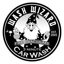 WASH WIZARD 3 MINUTE CAR WASH FREE VACUUMS EST. 2005 trademark