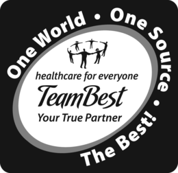 ONE WORLD ONE SOURCE THE BEST! HEALTHCARE FOR EVERYONE TEAMBEST YOUR TRUE PARTNER trademark