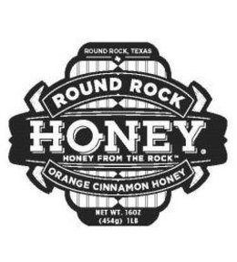 ROUND ROCK HONEY HONEY FROM THE ROCK ORANGE CINNAMON HONEY NET WT. 16 0Z {454G} 1LB trademark