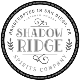 SHADOW RIDGE HANDCRAFTED IN SAN DIEGO, CA VETERAN OWNED SPIRITS COMPANY trademark