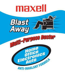 MAXELL BLAST AWAY MULTI-PURPOSE DUSTER HOME OFFICE ELECTRONICS AUTO ANTI-INHALANT FORMULA trademark