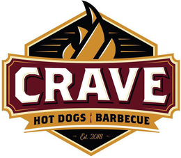 CRAVE HOT DOGS BARBECUE EST. 2018 trademark