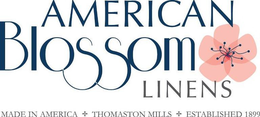 AMERICAN BLOSSOM LINENS MADE IN AMERICATHOMASTON MILLS ESTABLISHED 1899 trademark