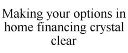 MAKING YOUR OPTIONS IN HOME FINANCING CRYSTAL CLEAR trademark