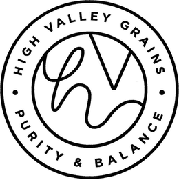 HIGH VALLEY GRAINS PURITY & BALANCE HV trademark